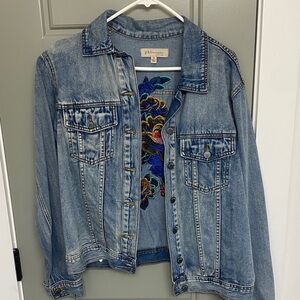 Philosophy Light Blue Denim Jacket with Colorful Embroidery